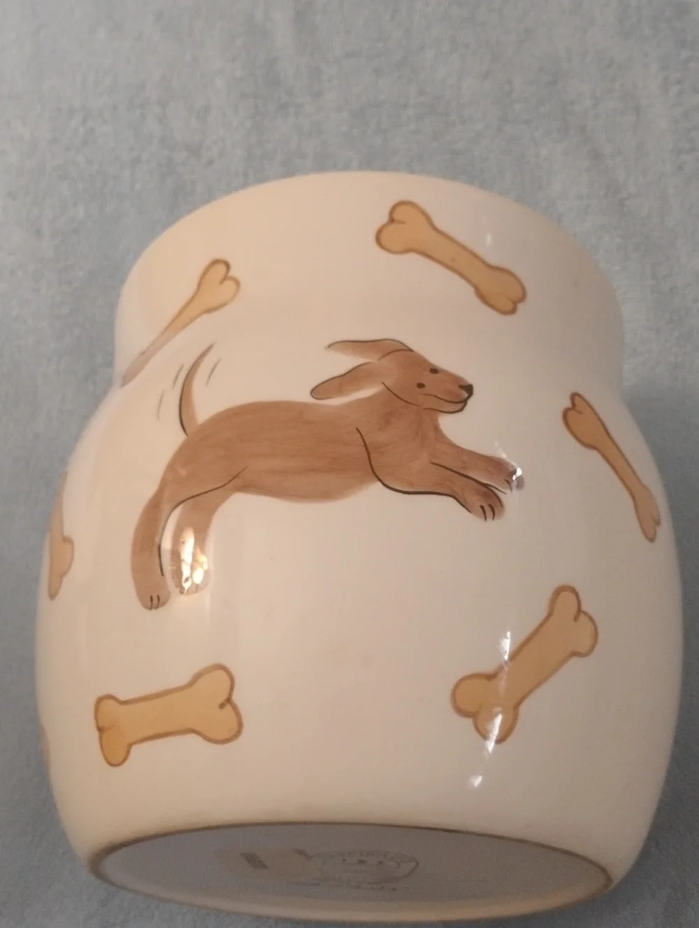 Dog Treat Jar with Bone Handle - Cream/Tan